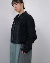 kujaku - J-106 Cropped Corduroy Jacket :Black|広畝コーデュロイ/コットンリネン/硫化染め/クロップド