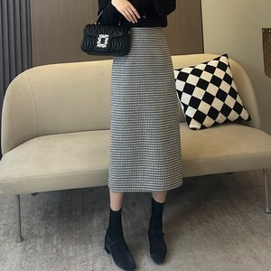 houndstooth high-waist a-line skirt＜sk2951＞