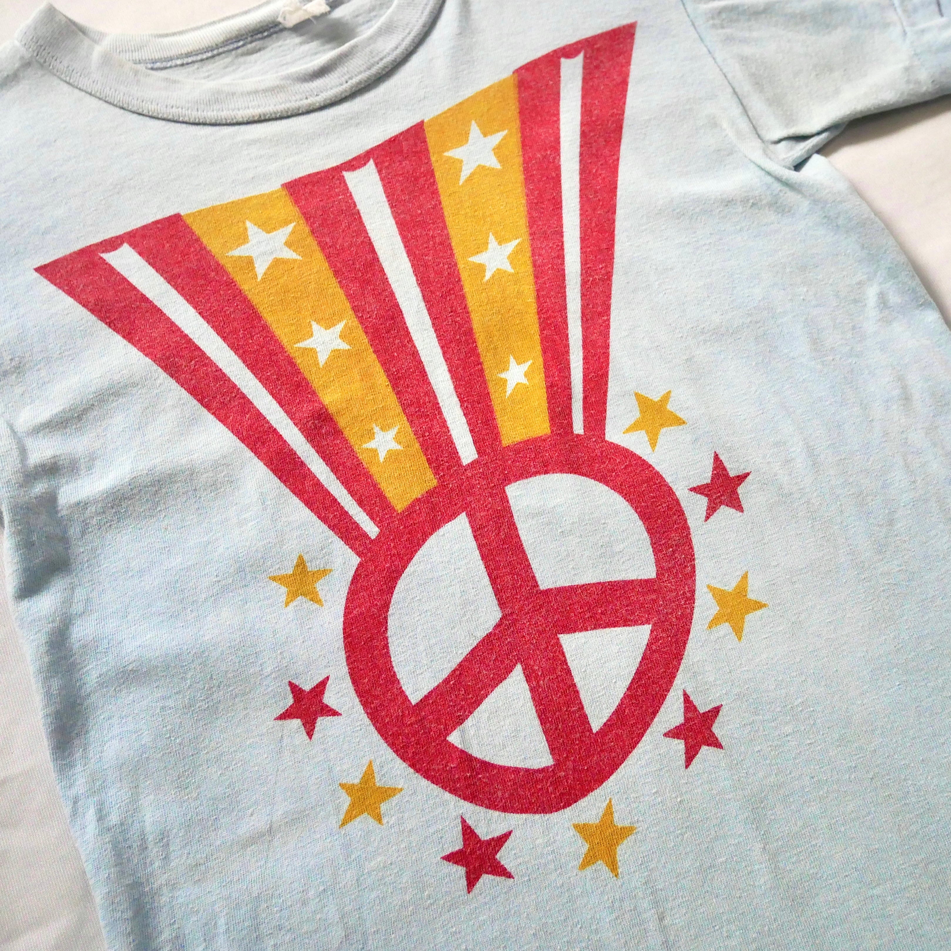 70s vintage peace&star blue Tshirt 70年代 ヴィンテージ ピース