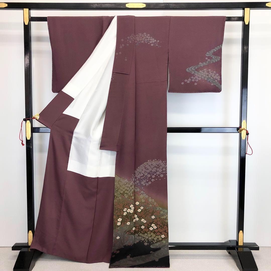 D776 訪問着　絞り　流水　花模様　正絹　袷　極美品 D776 訪問着 絞り 流水 花模様 正絹 袷 極美品 - メルカリ