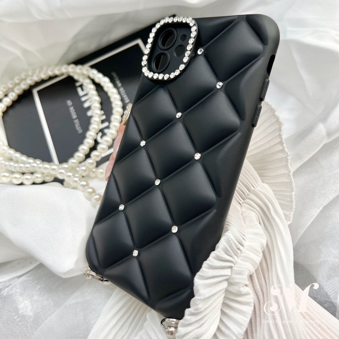 グリッドダイヤ♡ショルダーブラックストーンiPhoneケース | Matey