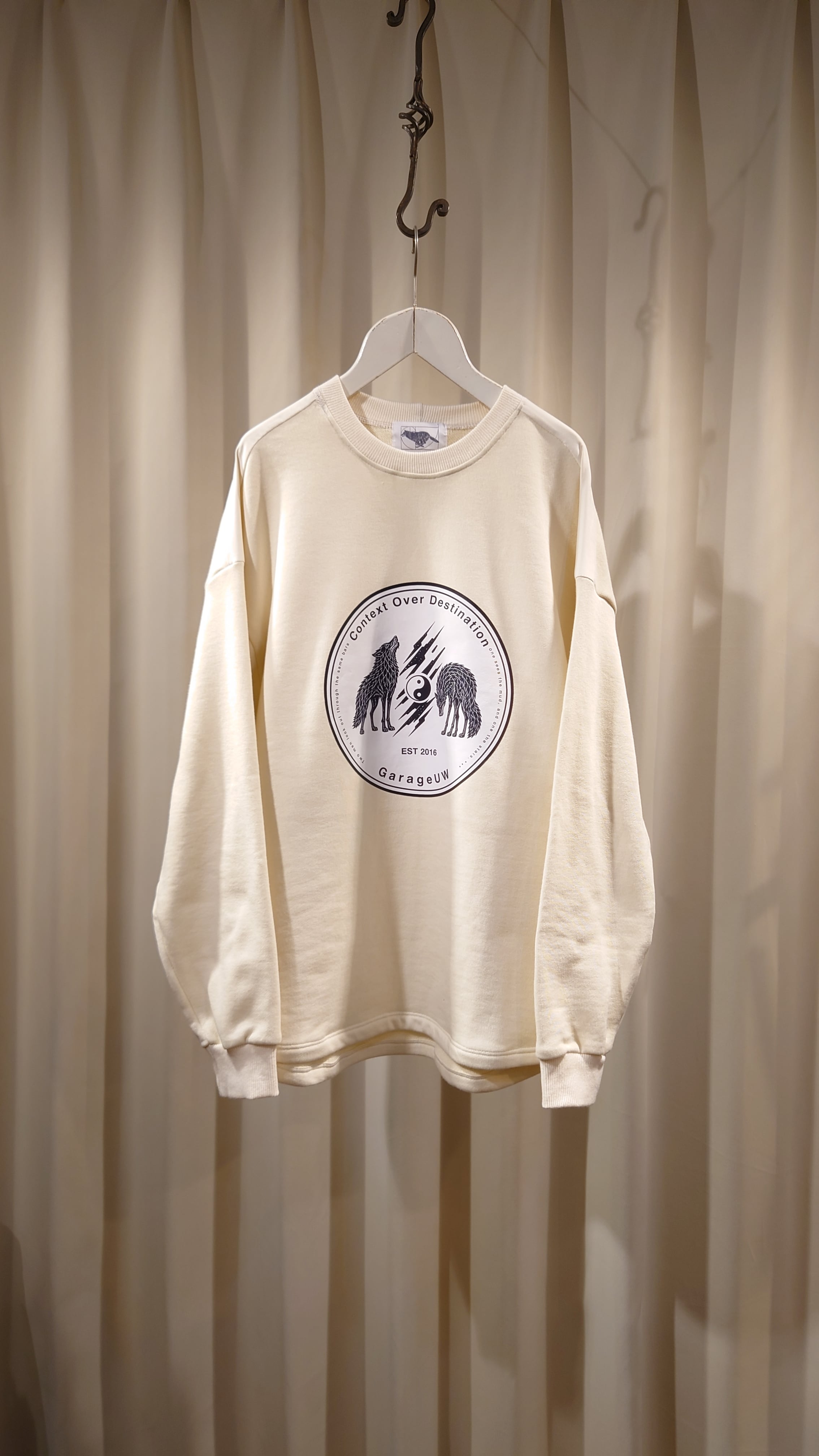 GarageUW ContextOver Distination IVORY FRENCH TERRY PANEL C/N PULLOVER