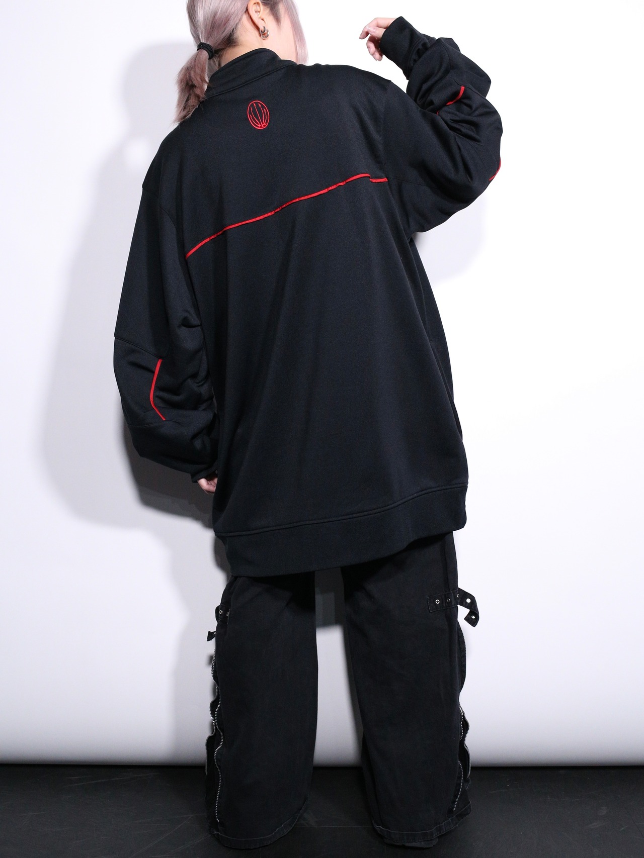 ”NIKE” black × red piping design track jacket - 5