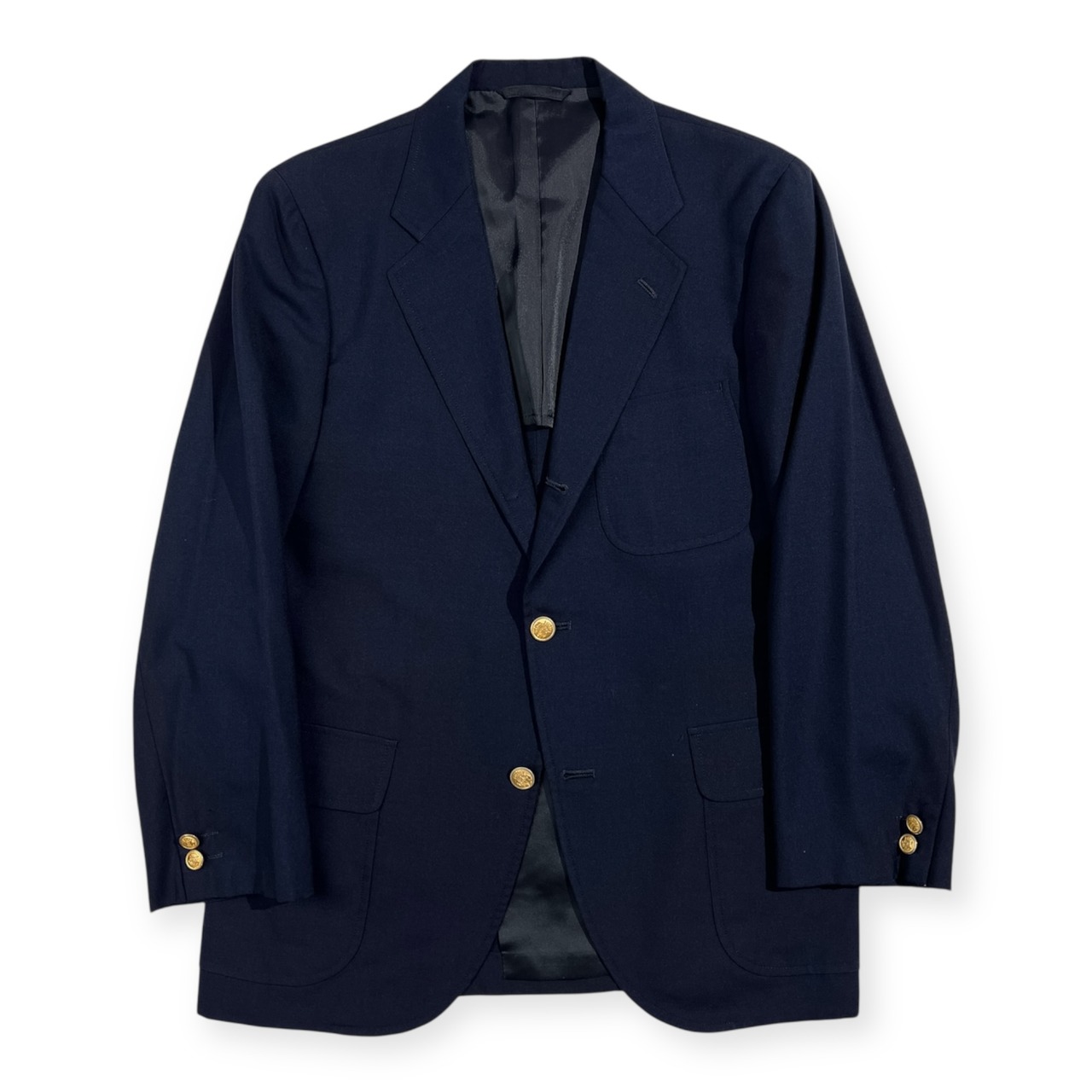 80s NEWYORKER ニューヨーカー 金ボタン サマー 段返り3B ブレザー 92A5 /ネイビー/紺ブレ/背抜き/ビンテージ