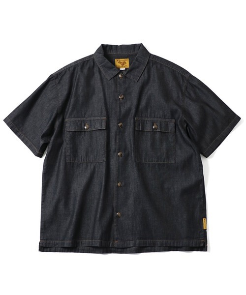 gym master ジムマスター ライトデニムシャツ メンズ 半袖シャツ コットン100％ デニムシャツ ヒッコリー カジュアル アウトドア 春夏 G721751