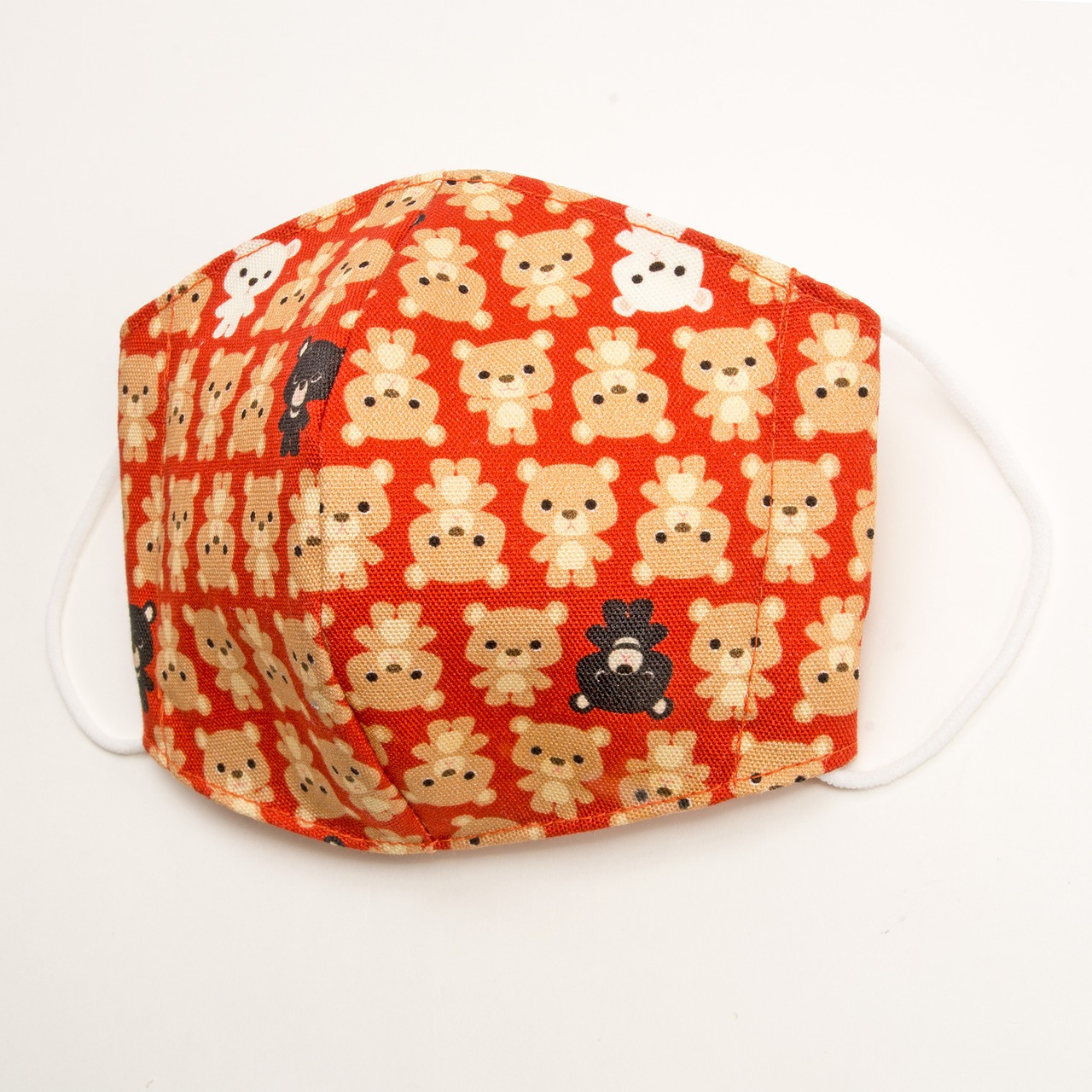 みんなが元気になるマスク 大人用 布マスク 立体 日本製 EM-103R クマ 赤色