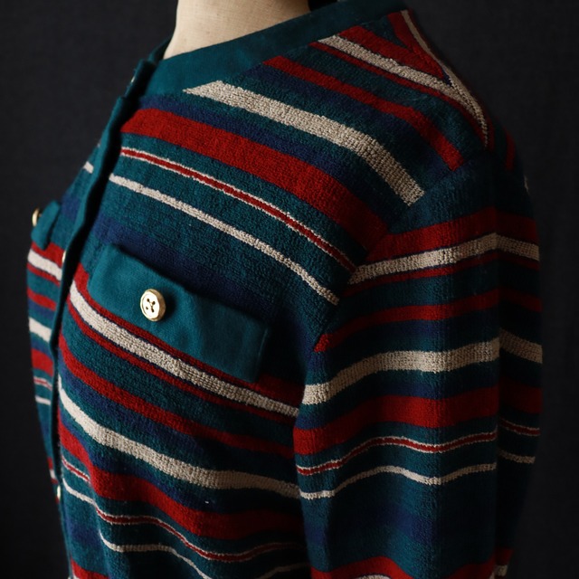 80's vintage alfred dunner striped cardigan / ストライプ柄ニットカーディガン