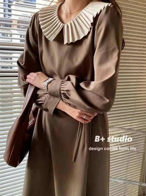 プリーツ襟 ワンピース AJ22263-5768