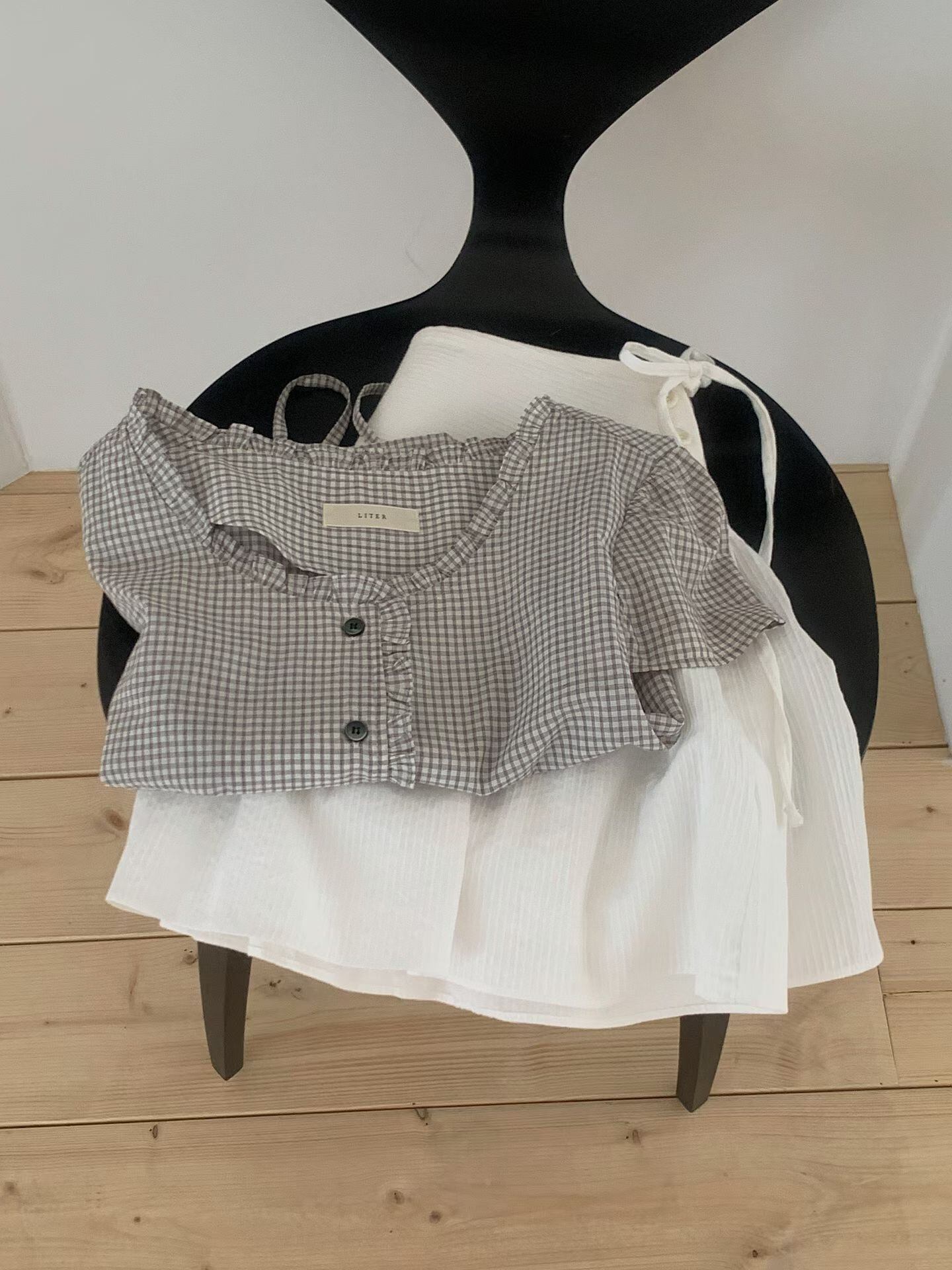 (予約) Liter / Soda check blouse