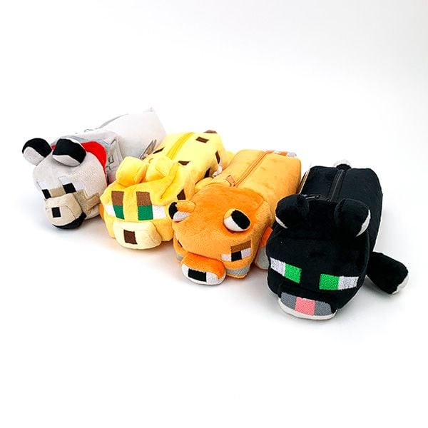 マインクラフト ペンポーチ オオカミ 寝そべり ぬいぐるみ ペンケース