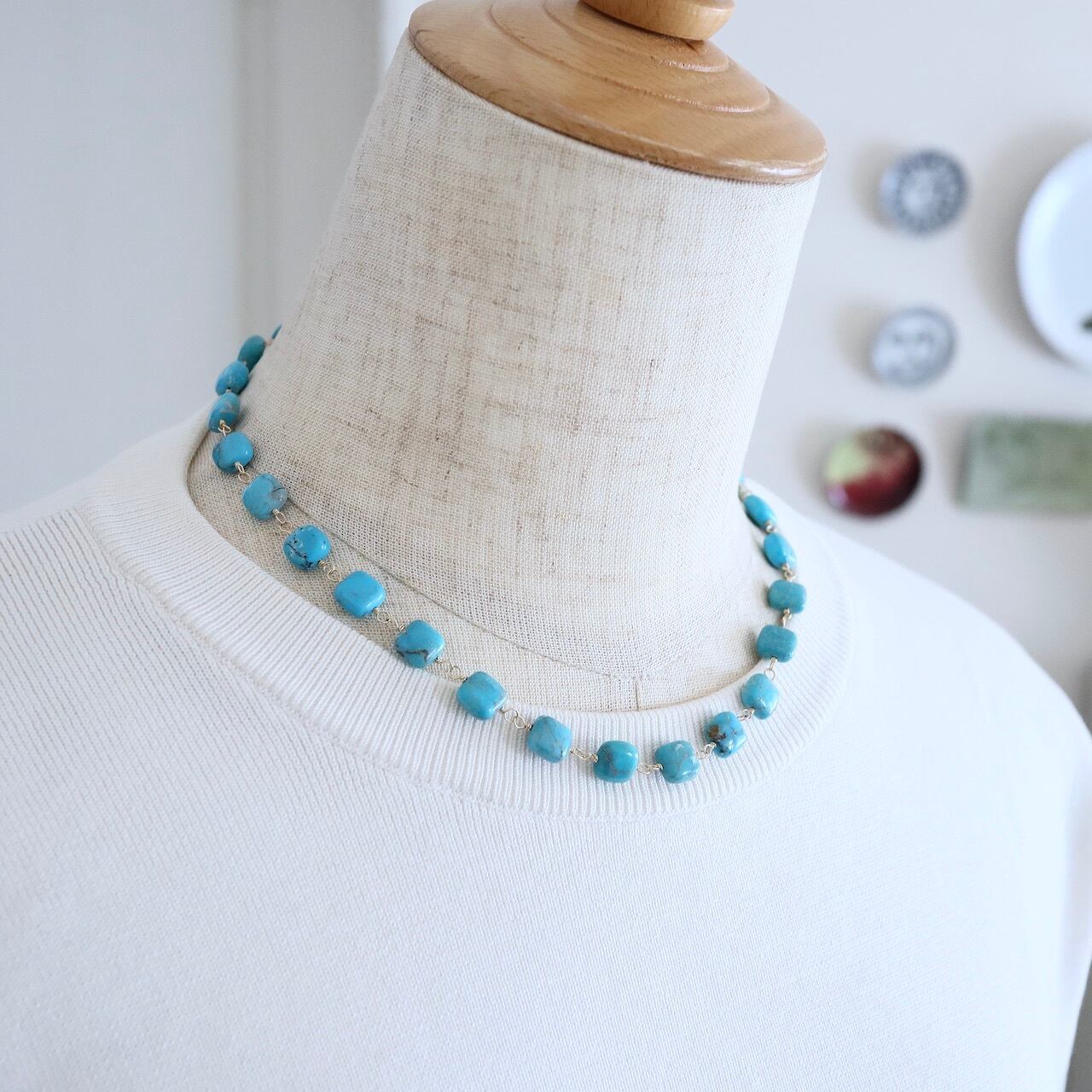 Square Tuquoise Necklase | koaniani