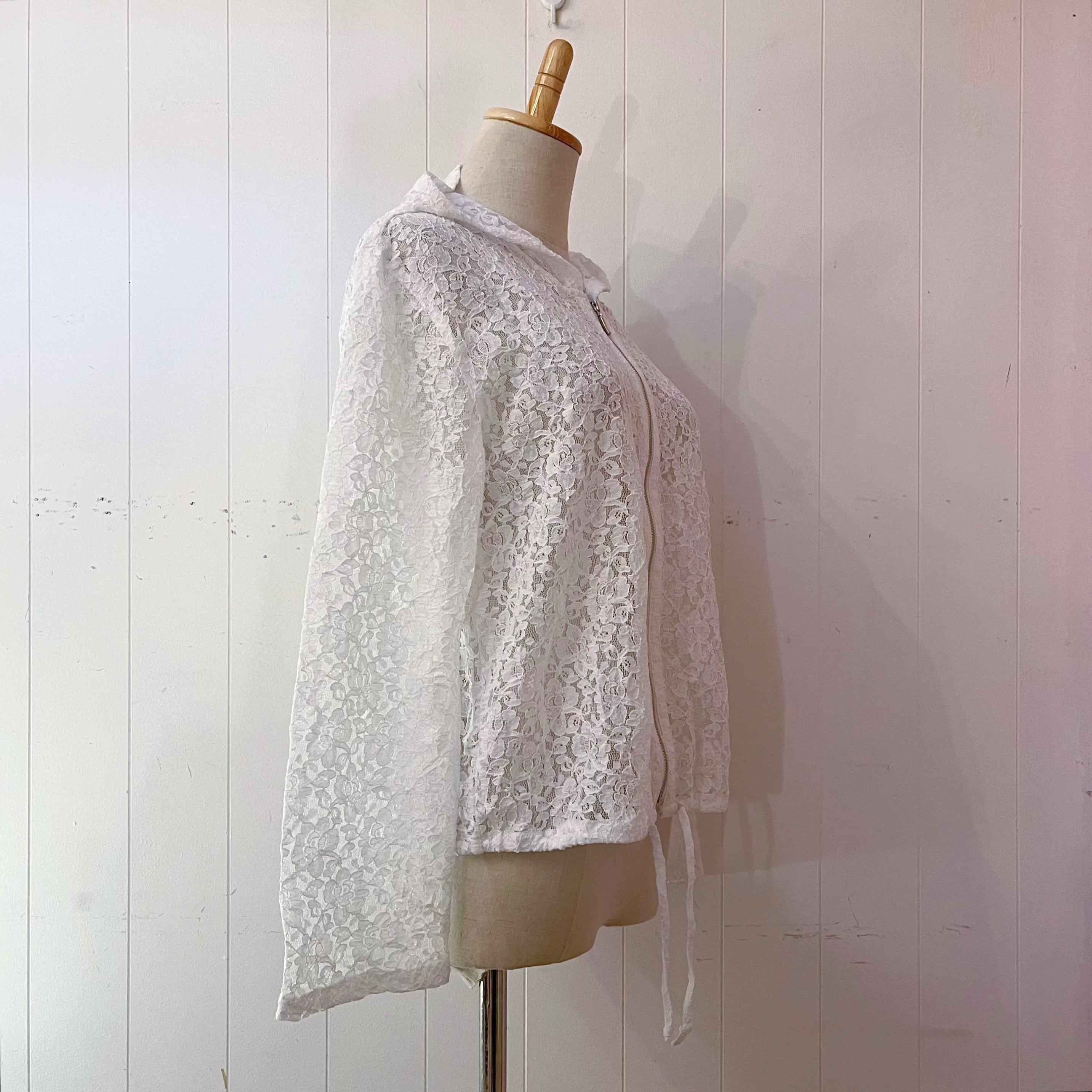 white flower lace hoodie