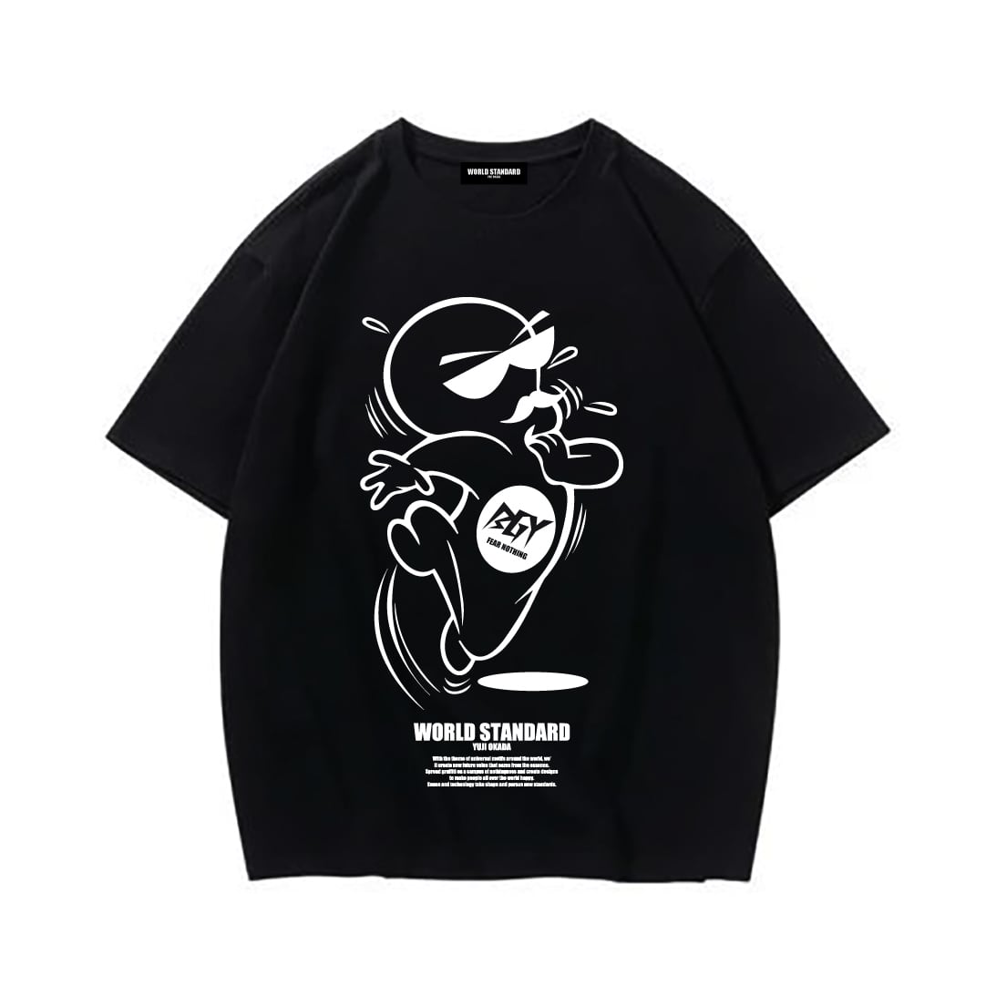 【関税込・国内発送】グラフィックプリントクルーネックTシャツ WORLD STANDARD×BGYコラボ/クルーネックプリントTシャツ/WSHT