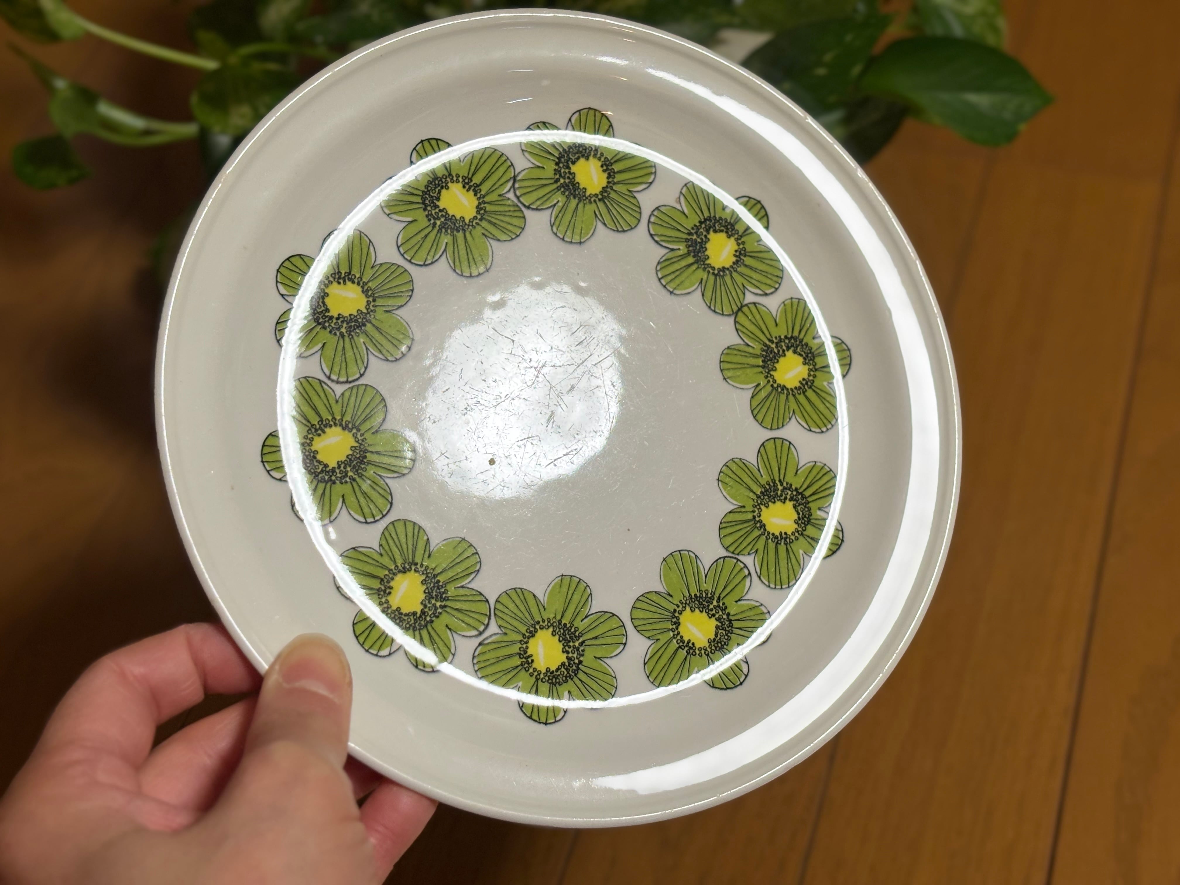 【超稀少】ARABIA Primavera(プリマヴェーラ)　プラター(角皿) arabia PRIMAVERA 20cm plate | プリマヴェーラ プレート グリーン 花