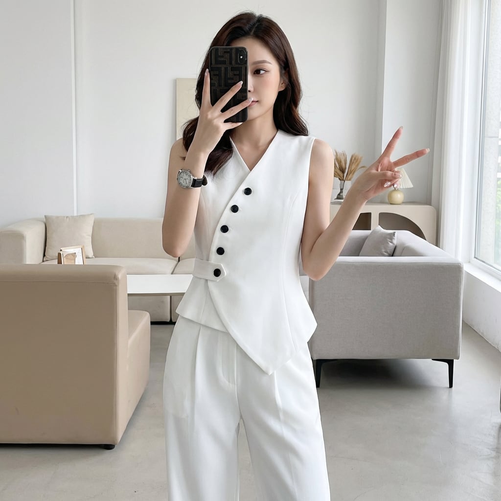 ベストandワイドパンツセットアップ(3color) A1055