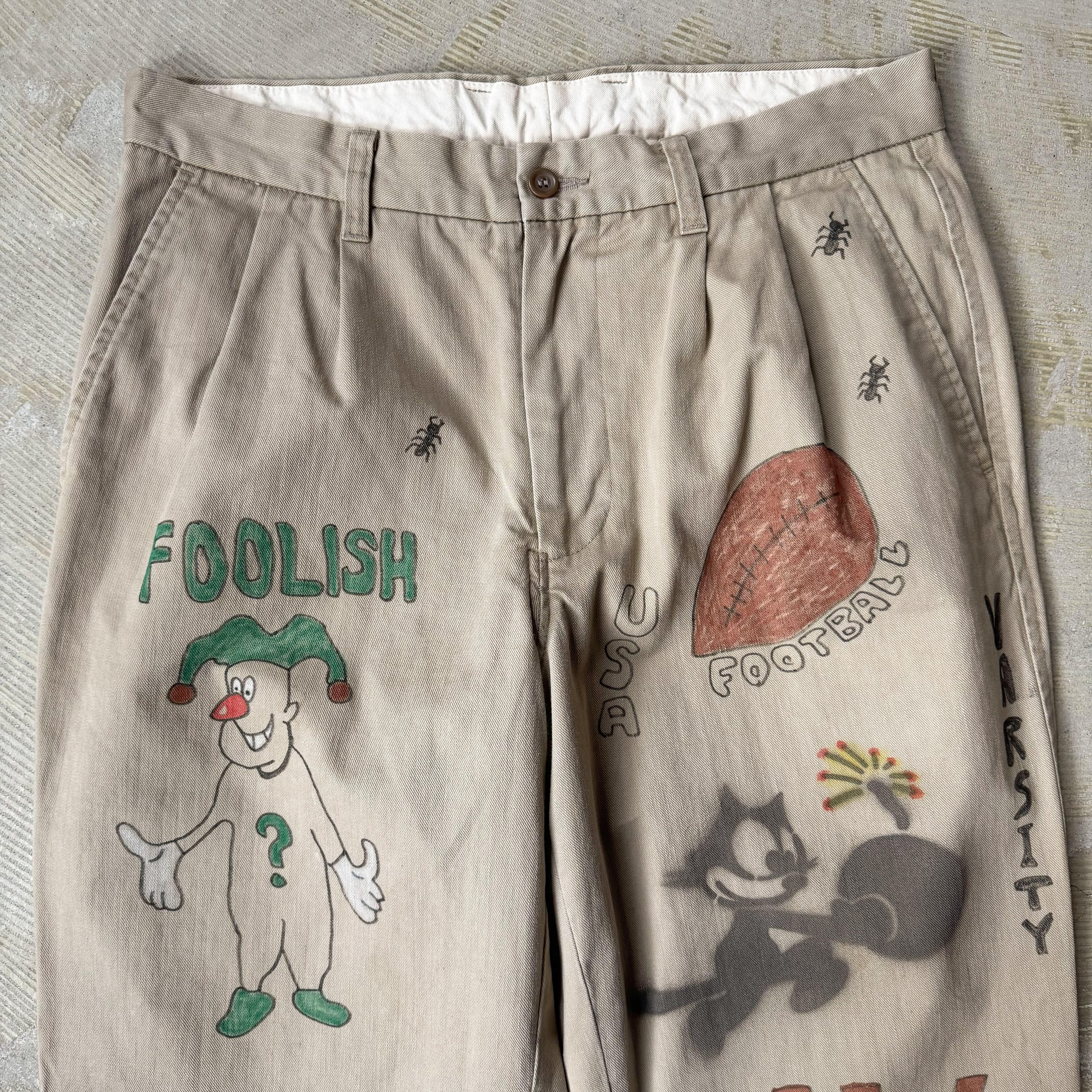 HAND PAINTED ART STENCIL MEMORIAL PANTS / ハンド ペイント アート