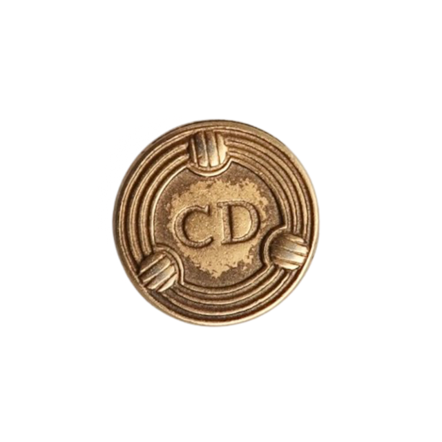 【VINTAGE Christian Dior BUTTON】メタルゴールドロゴボタン 15mm D-24001