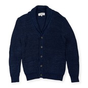 ユナイテッドアローズ グリーンレーベル GREEN LABEL RELAXING ショールカラー ニット カーディガン L /インディゴブルー系