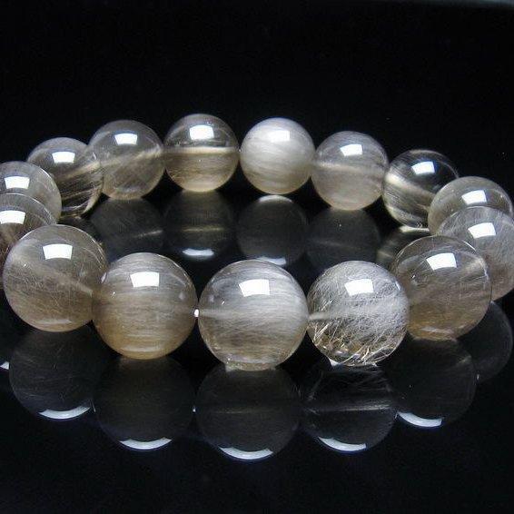 キャッツアイプラチナルチルクォーツ ブレスレット 15mm 一点物  199-250