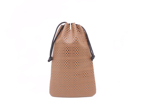 合切袋（小）茶/黒　変わり市松柄