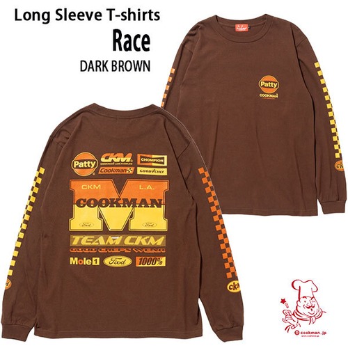 Cookman Long sleeve T-shirts Race Dark Brown ダークブラウン クックマン 長袖Tシャツ USA UNISEX 男女兼用 アメリカ