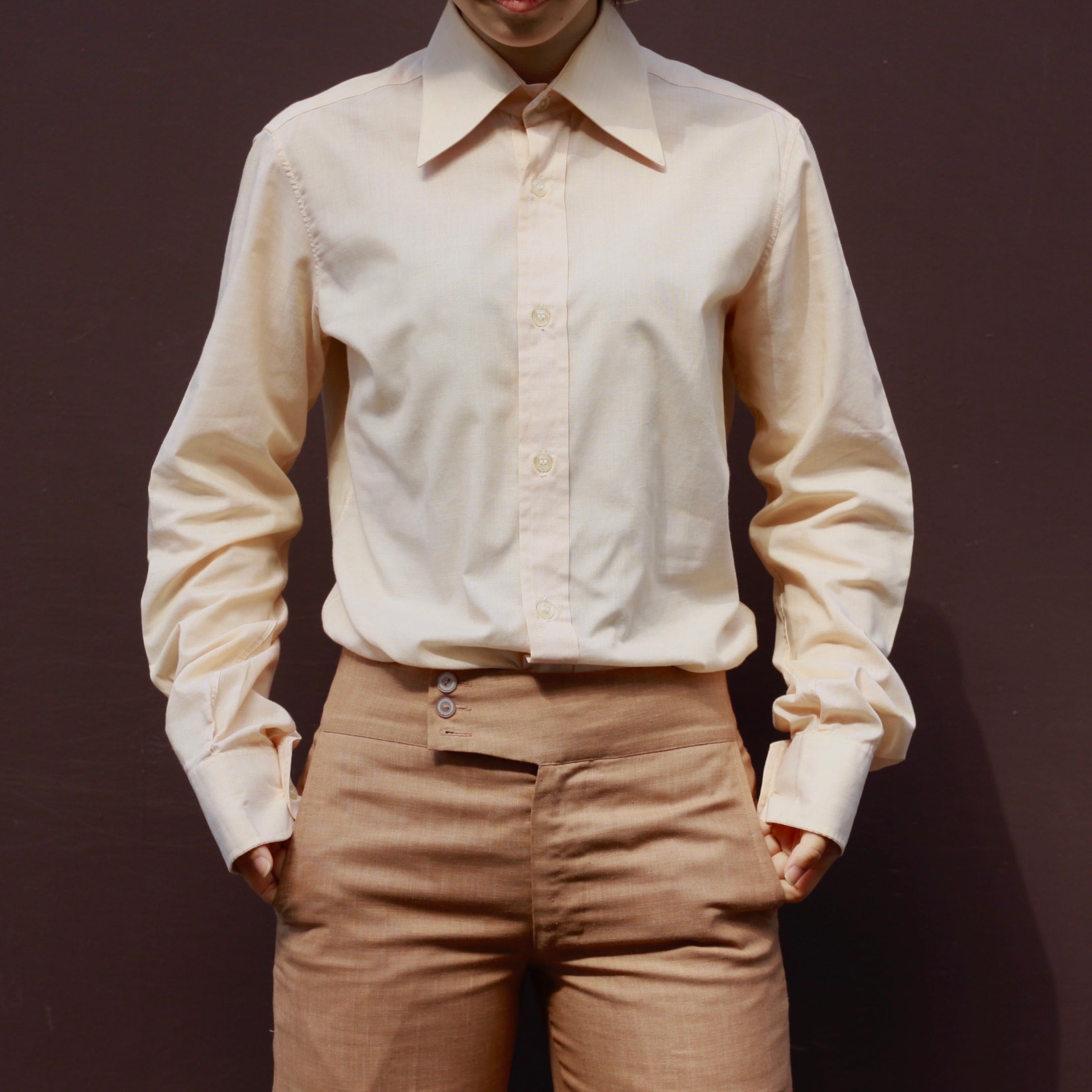 0310. vintage ARNYS l/s shirt ベージュ ドレスシャツ アルニス 1970's 70s 70年代 ユーロ レディース古着