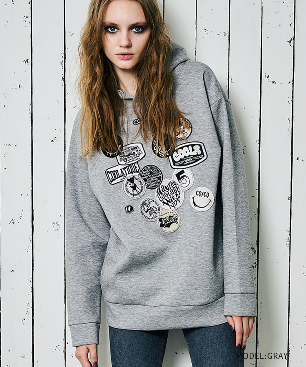 COOLAランダムパッチフーディー (GRAY)　CQ-47030