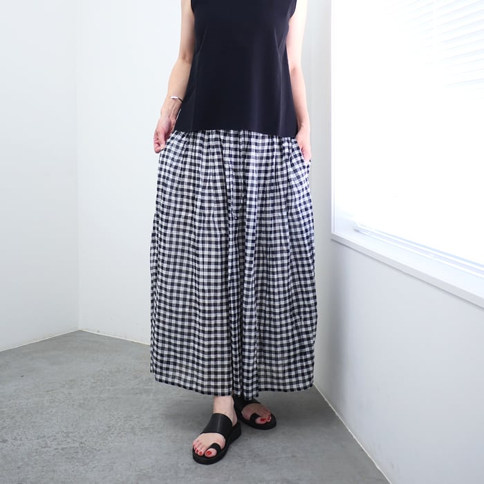 SOIL（ソイル） FANCY GINGHAM CHECK GATHERED SKIRT[NSL26104] | tile