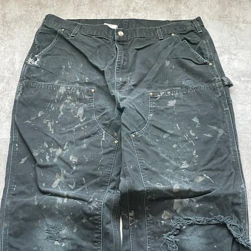 メキシコ製 ブラック ダブルニー Carhartt B136 BLK 42×34 詳細写真3