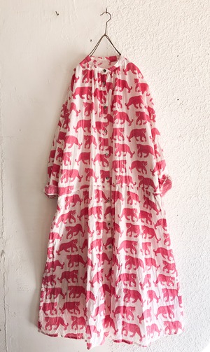 India Block print シャツワンピース