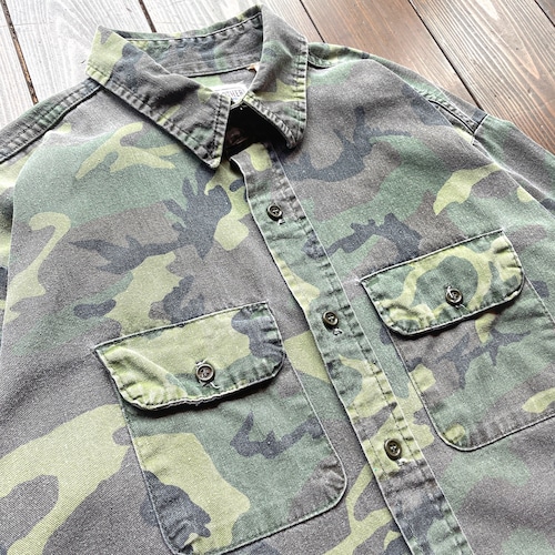 70s FIVE BROTHER Camouflage pattern Cotton shirt Size  17-17H 〈XL〉