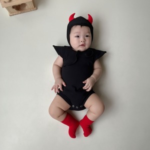 【BABY】角付きデビルモチーフハロウィンロンパース