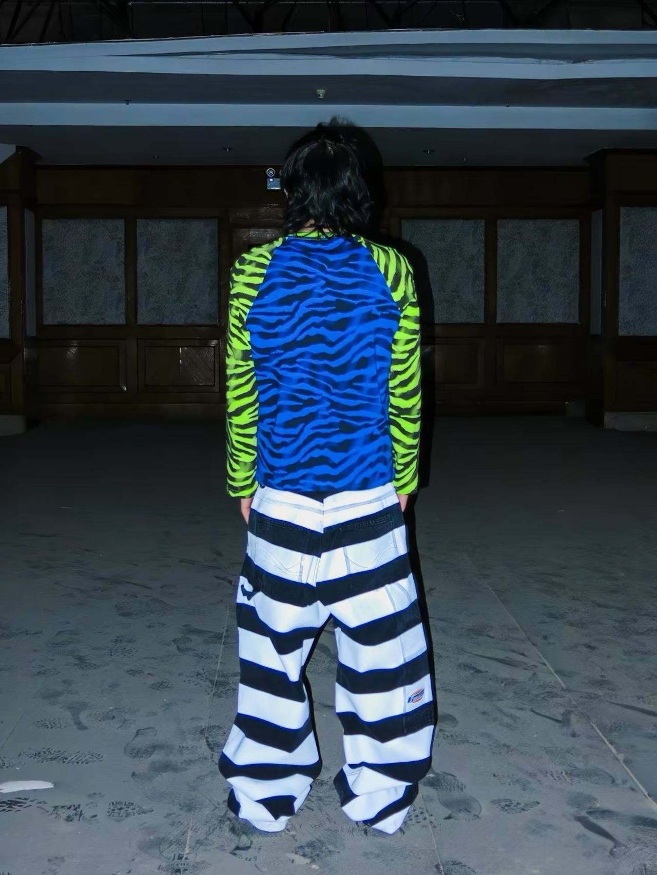 【PCCVISION】3MAN0N Zebra Pattern Raglan Long Sleeve T-Shirt