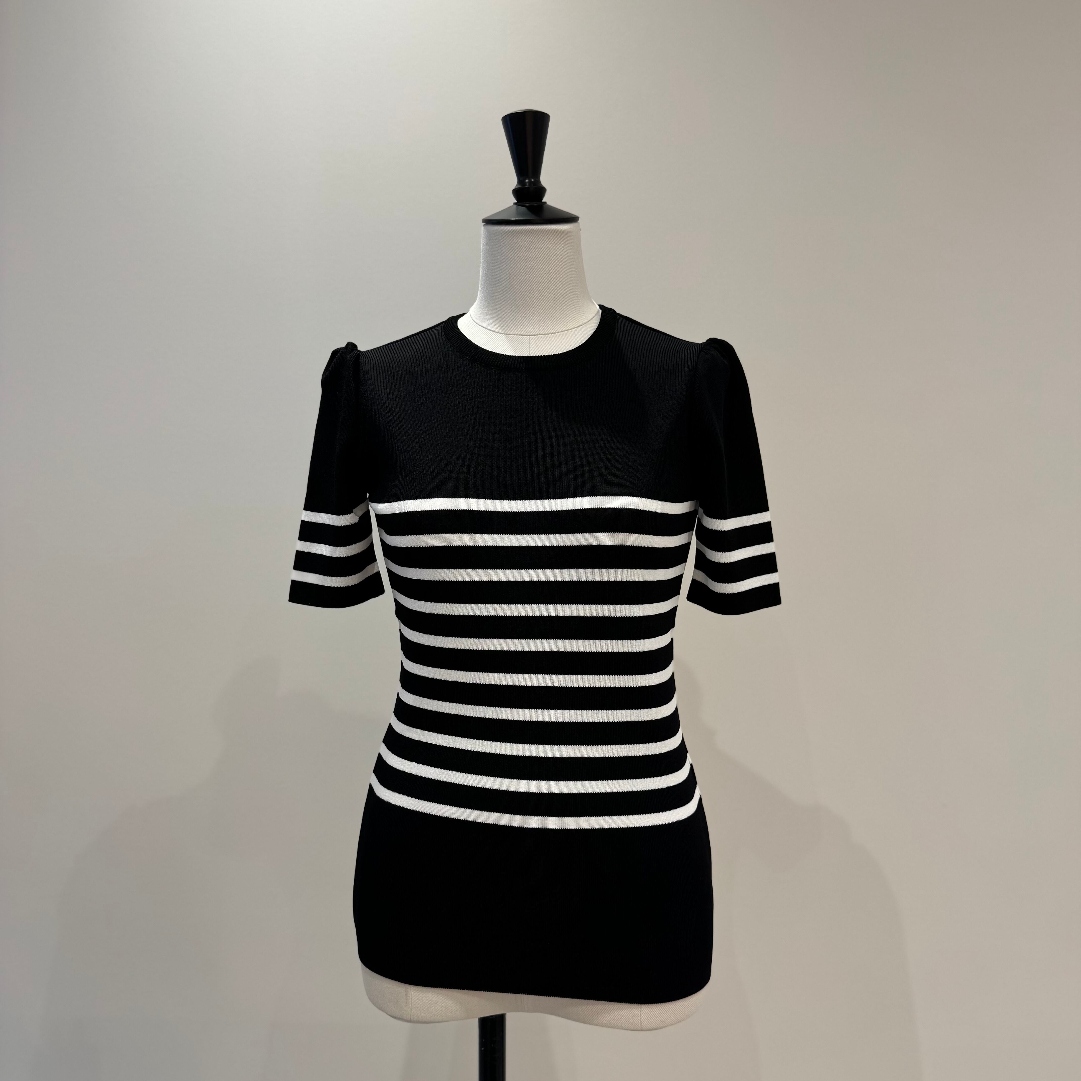トップス BORDERS at BALCONY SUMMER RAYON KNIT 36 BORDERS at BALCONY SUMMER RAYON KNIT BLACK | FLICKA ASHIYA