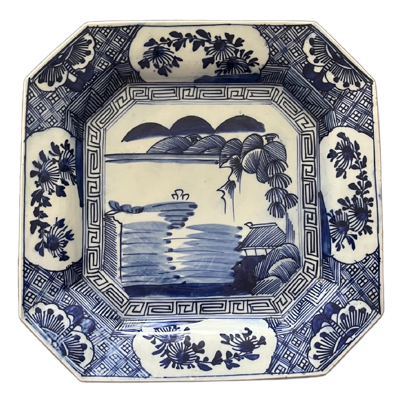 染付 | 古伊万里 伊万里 山水文 古 山水図 高さ5cm 大角皿（江戸幕末期