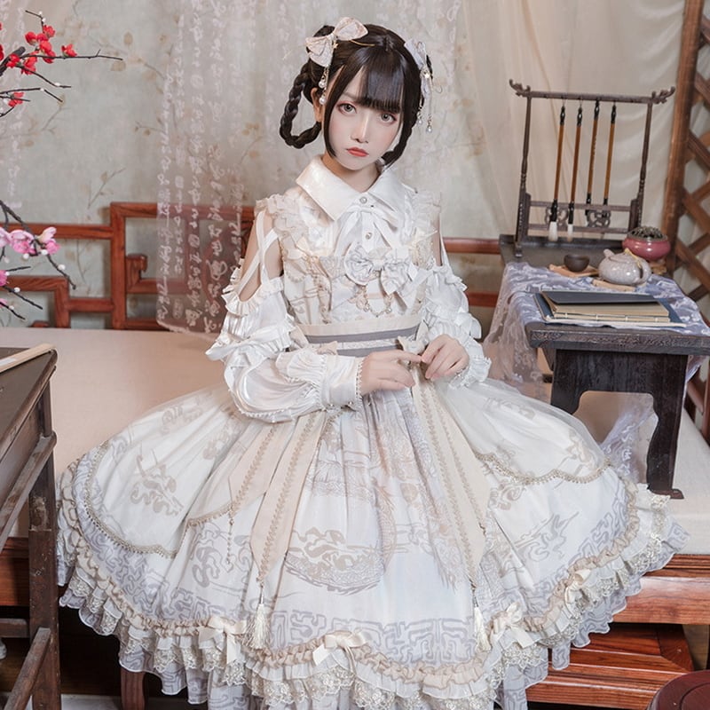 ロリータ JSK ジャンパースカート レトロ ロリータ 華ロリ チャイナ服