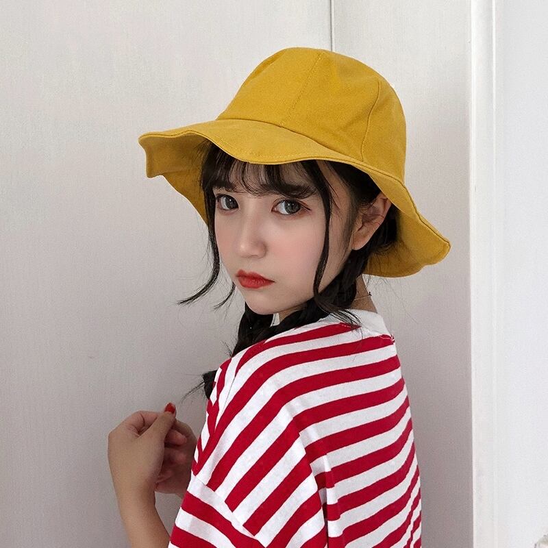 フィッシャーマンハット女性夏ワイルドバージョンのソフト学生リトルイエローハットフレッシュシェードハット日焼け止め原宿盆地ハット ブラック・アイド・ピーズ34235847291