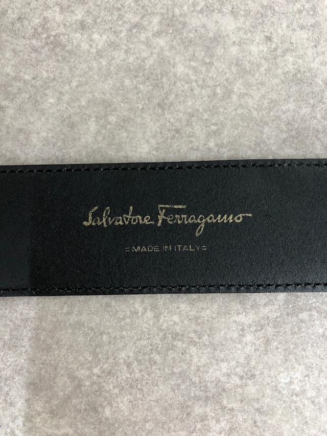 Salvatore Ferragamo フェラガモ ヴァラリボン レザー ベルト ブラック vintage ヴィンテージ オールド yfhukd