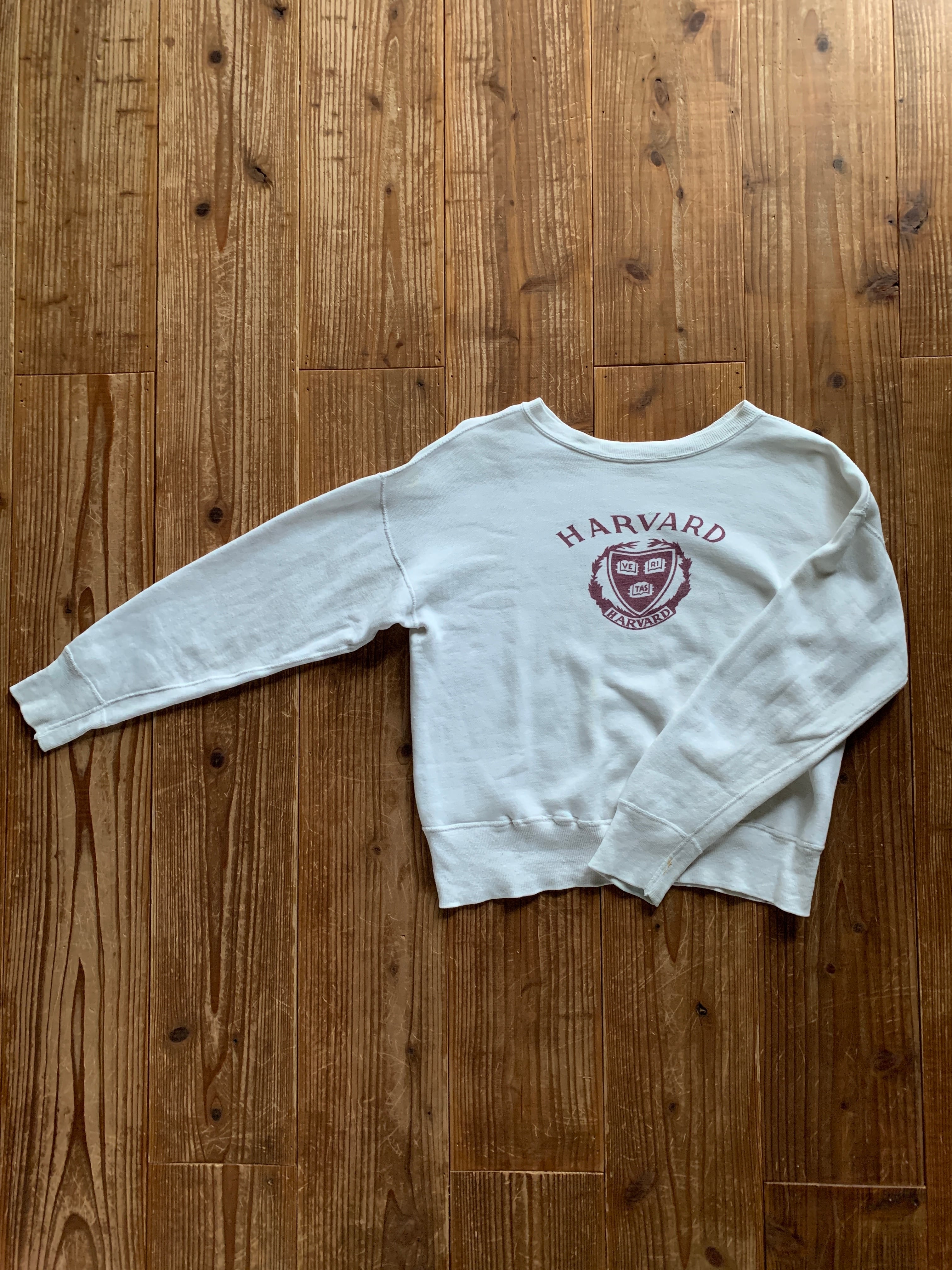 50's Champion ''HARVARD'' ランタグ セットインスリーブスウェット ホワイト 表記(M)