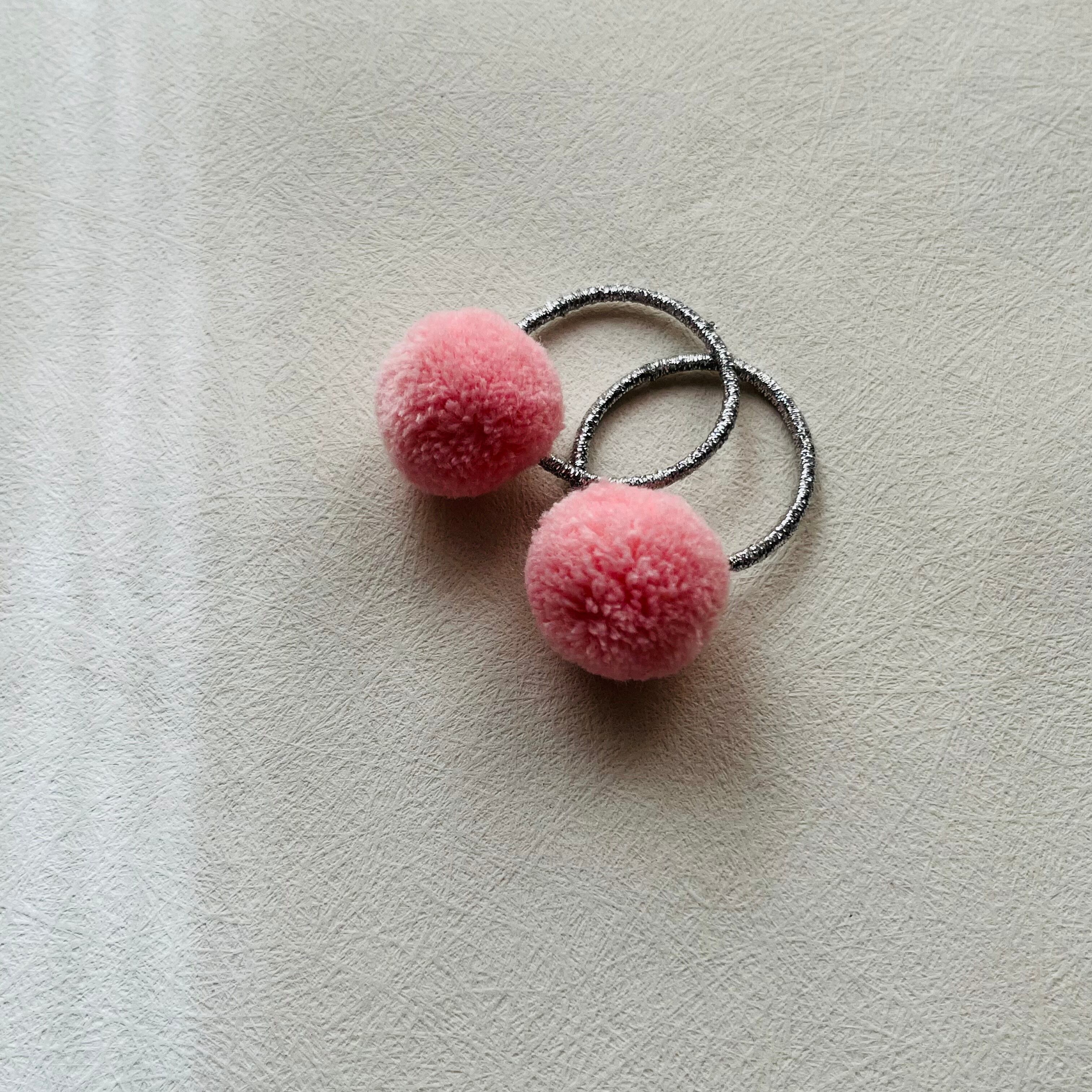 ポンポンリボン のヘアゴム ♡ ピンク×白 【公式通販】