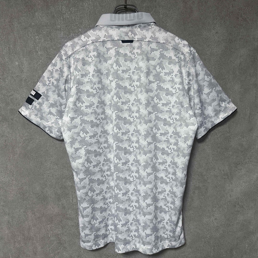 PUMA GOLF プーマゴルフ カモ柄 ドット 半袖 ポロシャツ ホワイト メンズ】PUMA GOLF プーマゴルフ カモ柄 ドット 半袖 ポロシャツ
