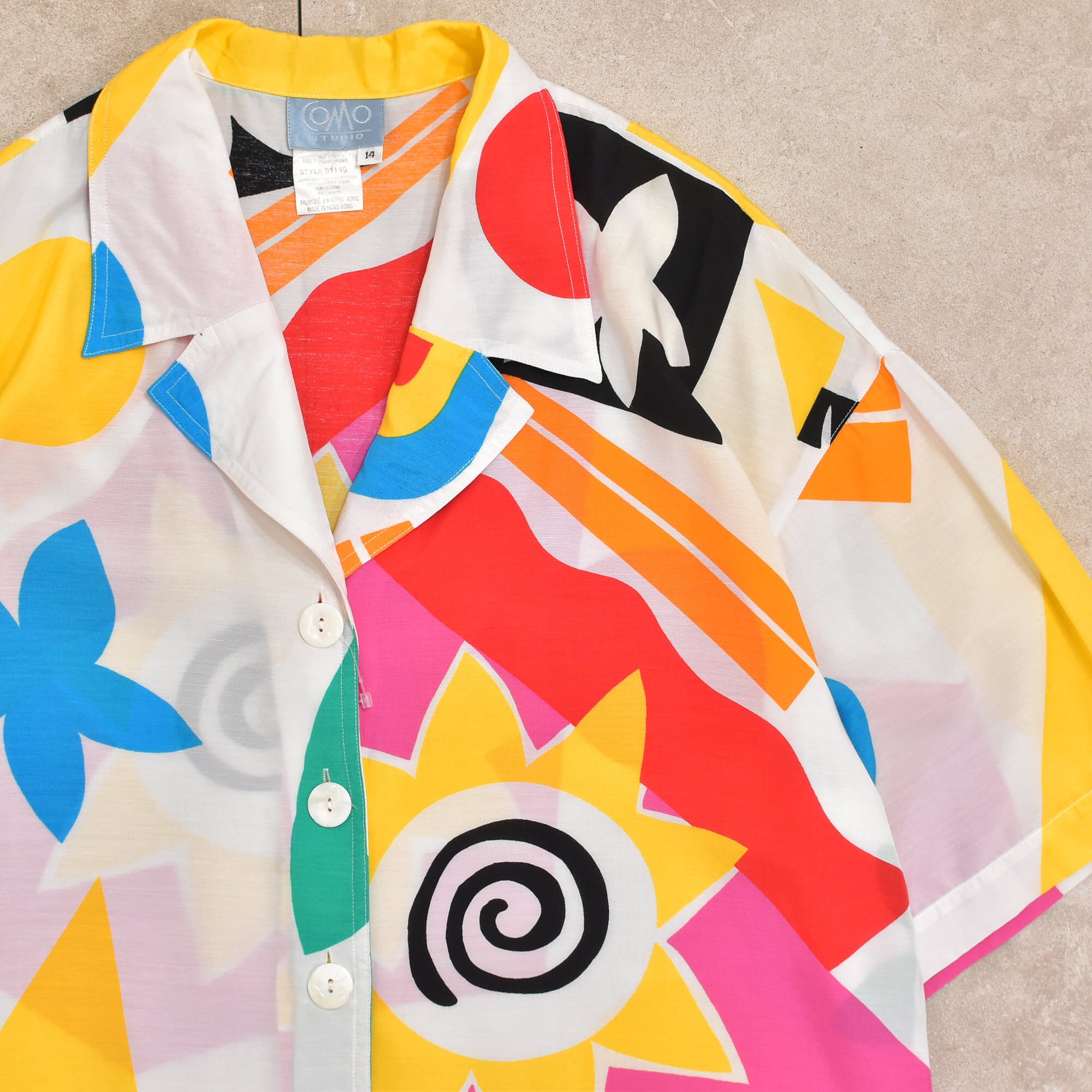 80s~ COMO STUDIO pop art design rayon shirt