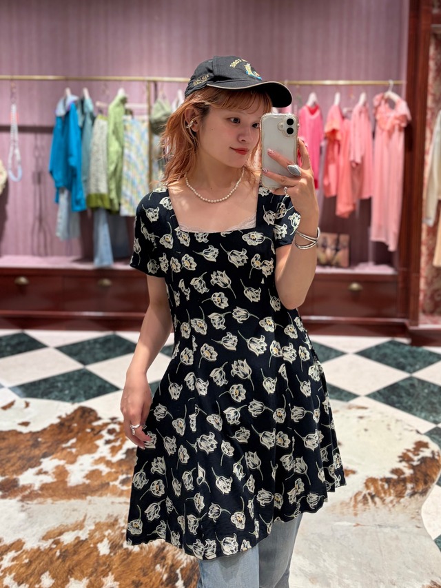 Vintage " Floral Mini Dress "