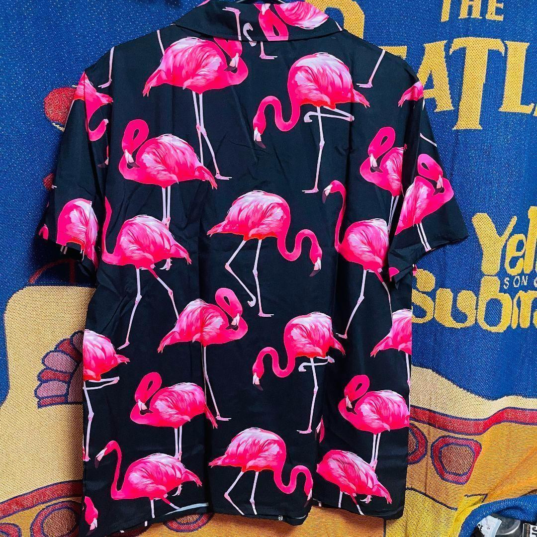 フラミンゴ 個性的 柄シャツ 半袖 シャツ 総柄 メンズ 夏 お洒落ピンク 新品