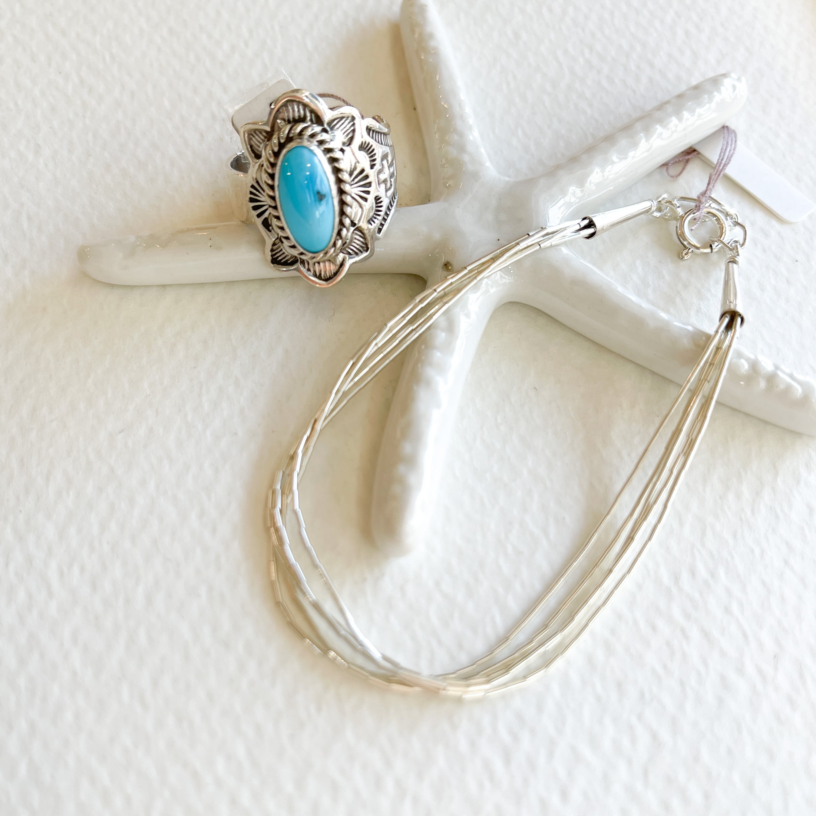 【再入荷】《Indian Jewelry 》リキッドシルバー 5連 ブレスレット