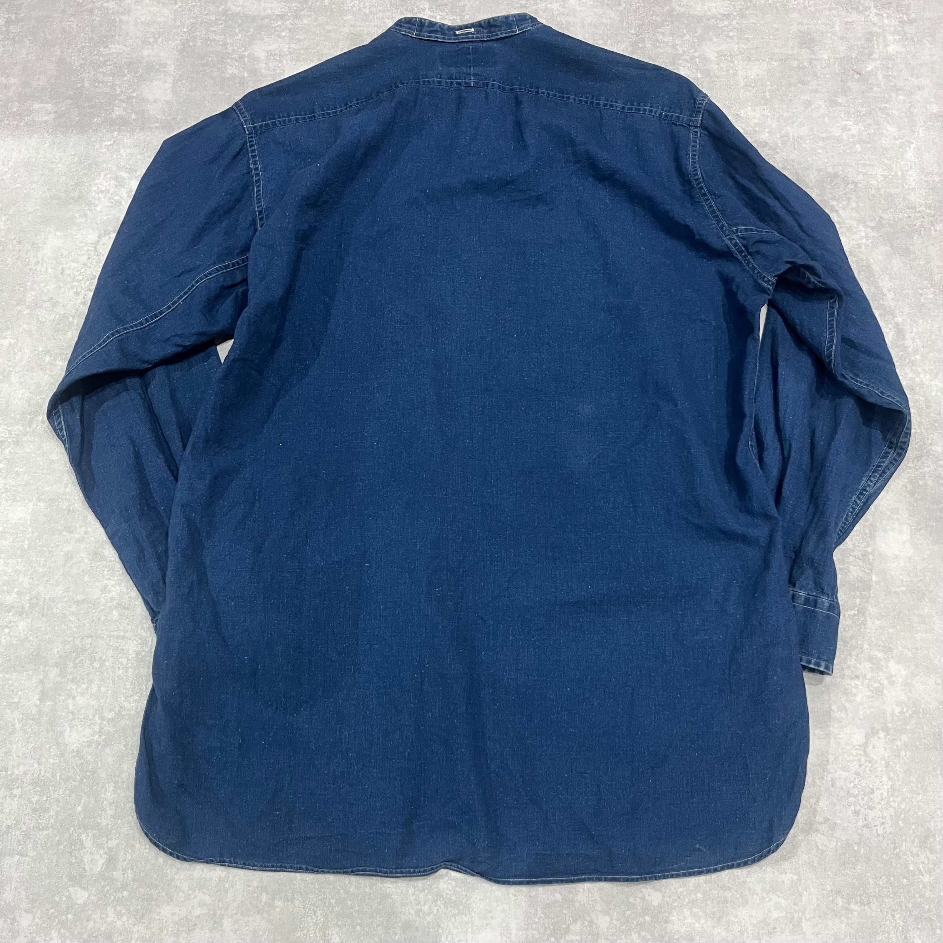 RRL 90s ノーカラーシャツ インディゴリネン 初期 3つ星 アメリカ製