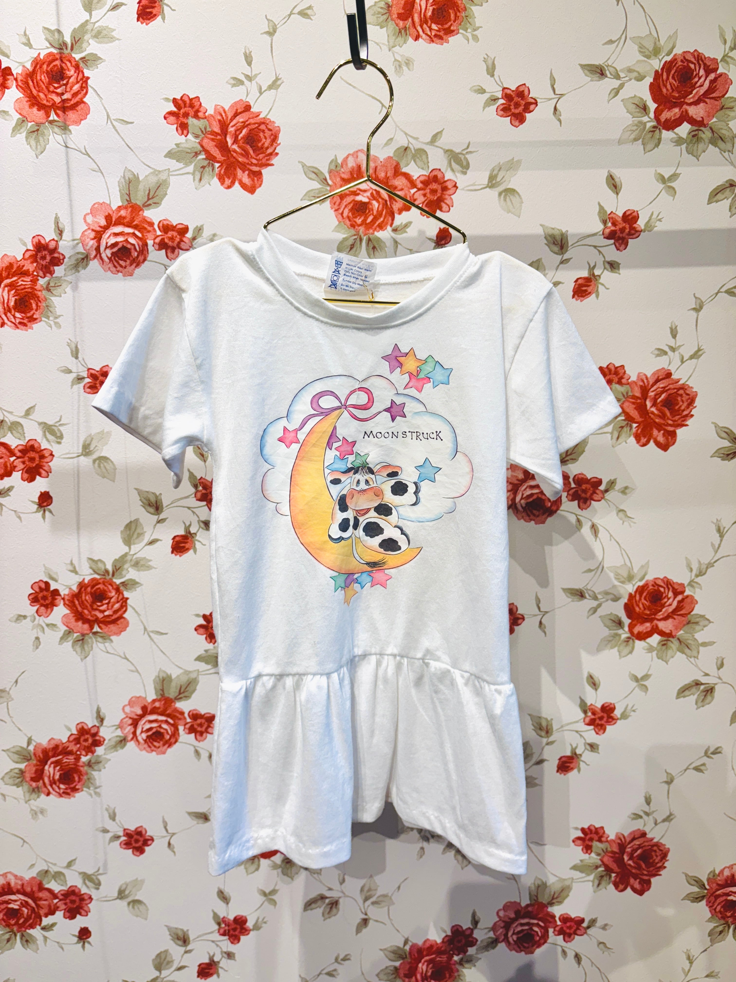 【KIDS vintage】Moon struck T-sh Dress . about 4-5y