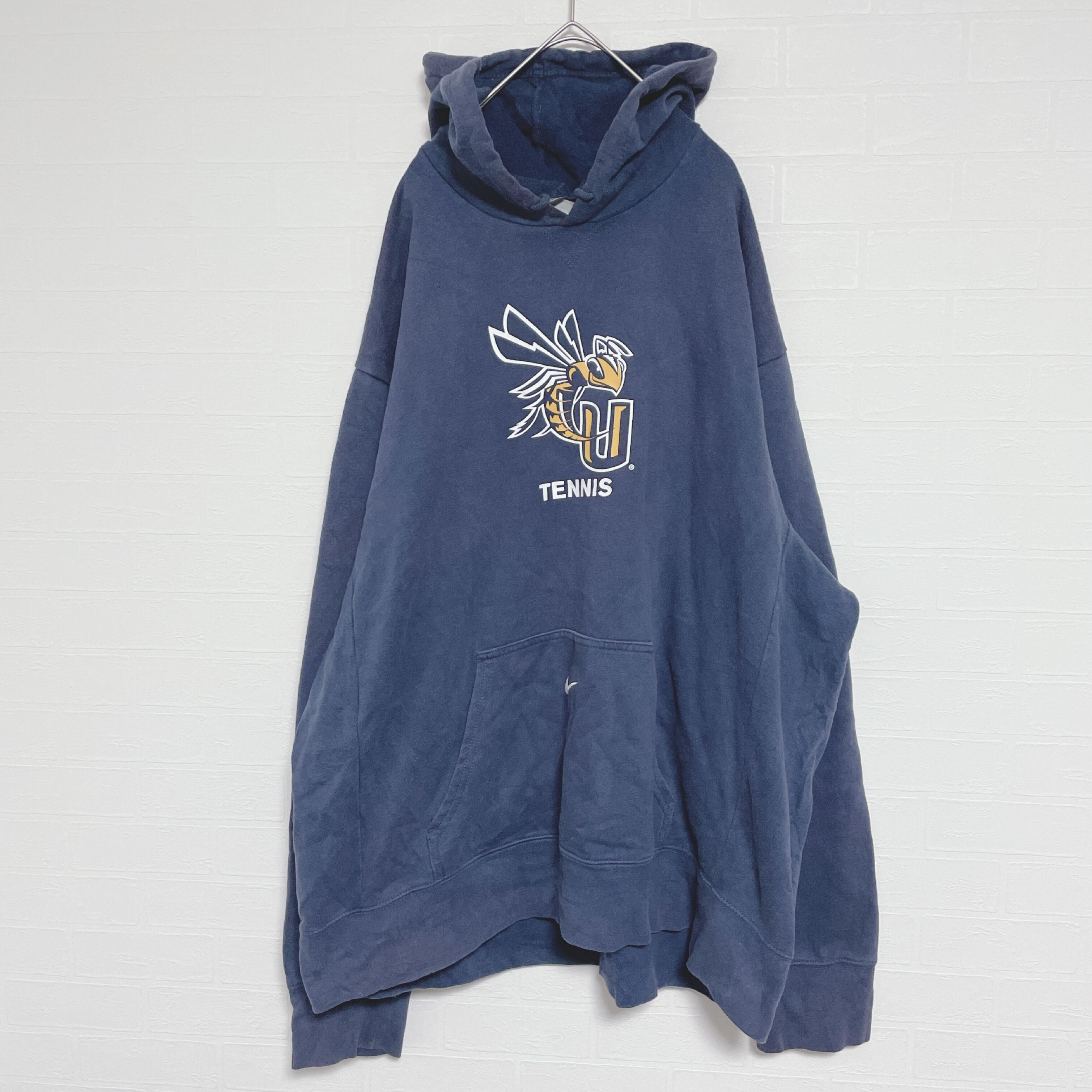 USA古着】NIKE ナイキ パーカー 黒色 ワンポイントロゴ XLサイズ ゆる