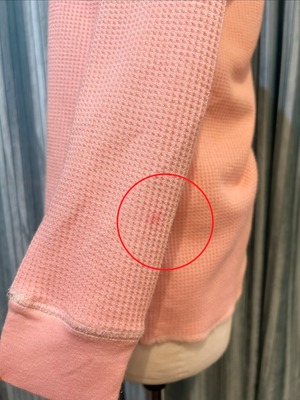 garment dye thermal pink&mint green button