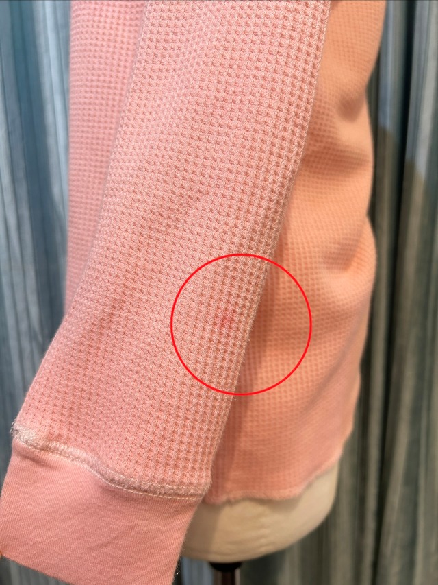 garment dye thermal pink&mint green button